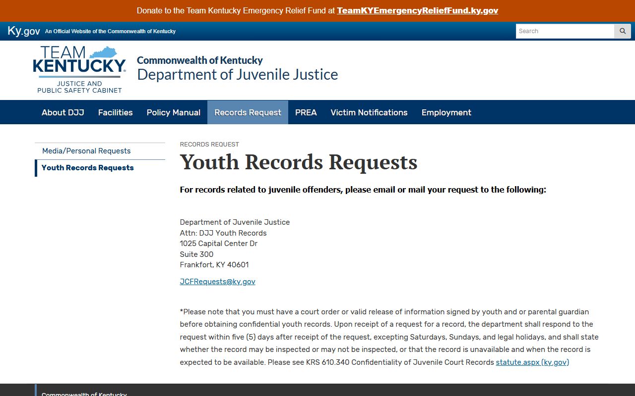 Carter County Circuit Court Clerk restricted youth records guidance
