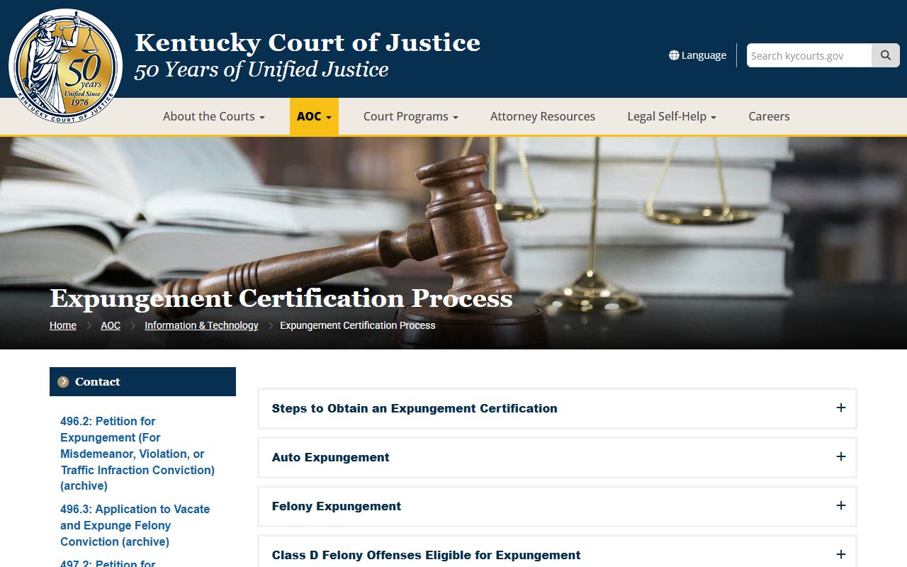 Carter County criminal court records expungement certification process