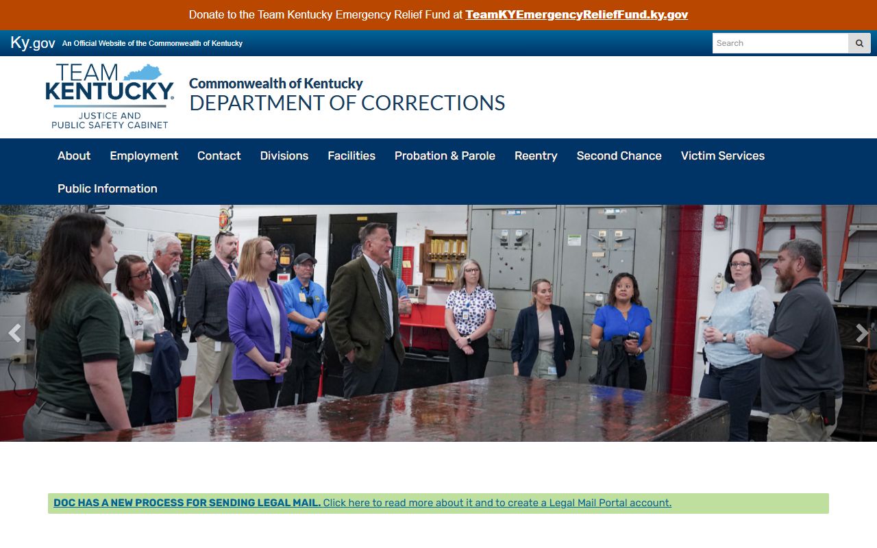 Carter County inmate records Kentucky Department of Corrections page